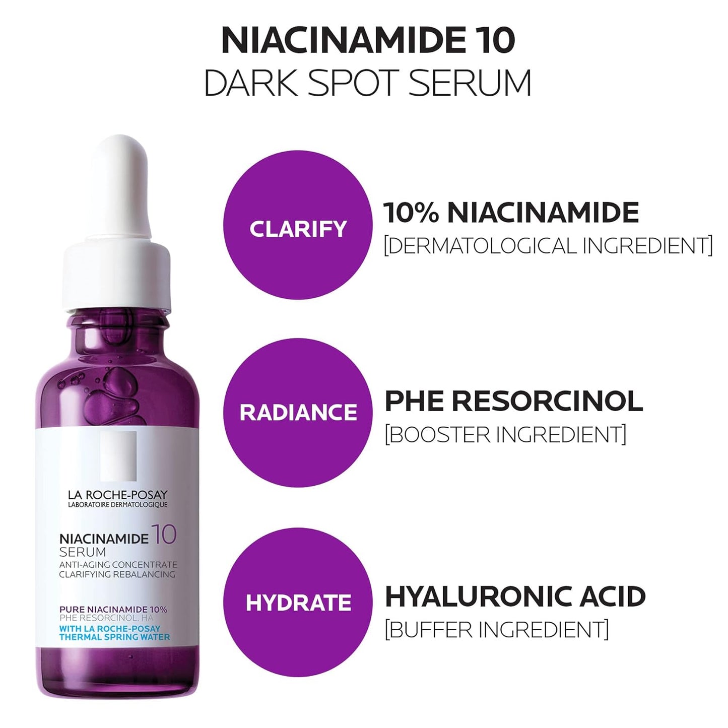 Authentic La Roche-Posay Pure Niacinamide 10 Serum-Anti-Dark Spots-30ml